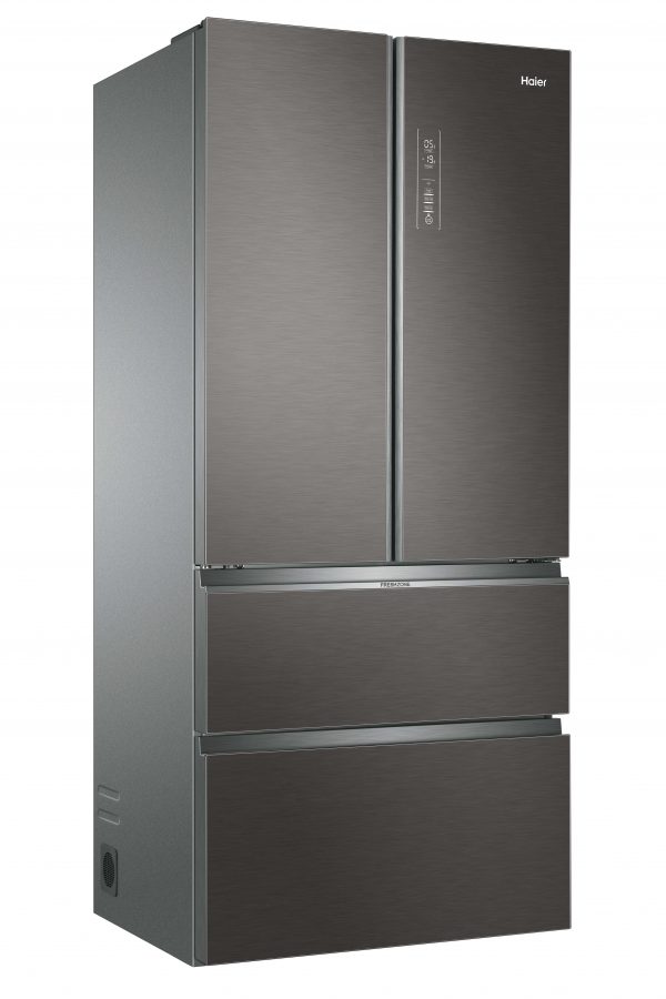 Haier HB18FGSAAA French Door 83cm Wide Freestanding Fridge Freezer – Silver Glass