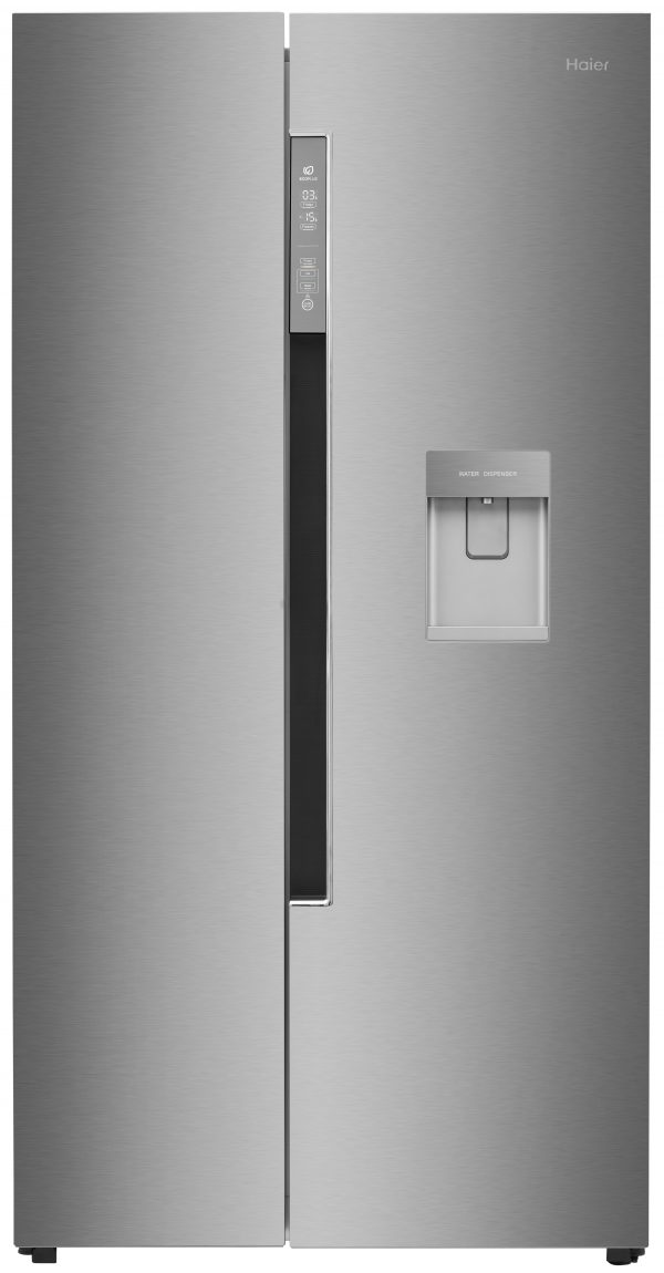 Haier Side By Side 90cm wide Freestanding Fridge Freezer with Water dispenser – Silver – HRF-522IG6