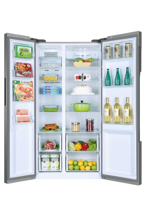 Haier Side By Side 90cm wide Freestanding Fridge Freezer with Water dispenser – Silver – HRF-522IG6