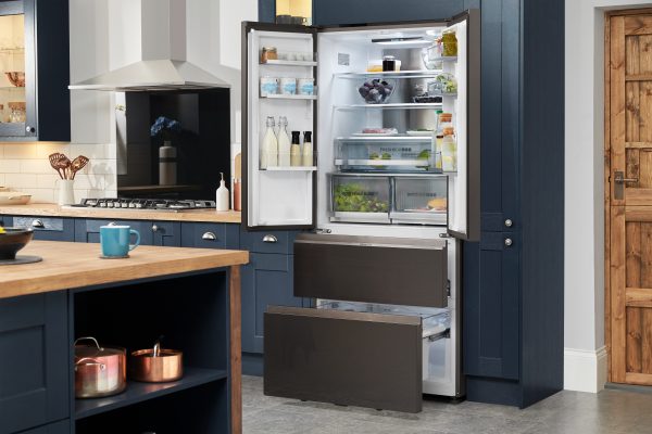 Haier French Door 83cm Wide Freestanding Fridge Freezer - Silver Glass - HB18FGSAAA - Image 14