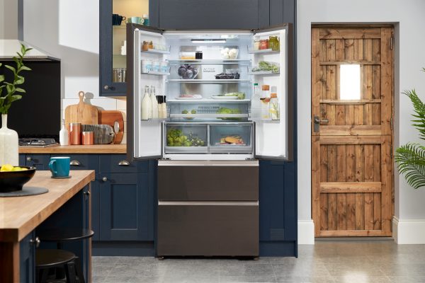 Haier French Door 83cm Wide Freestanding Fridge Freezer - Silver Glass - HB18FGSAAA - Image 12