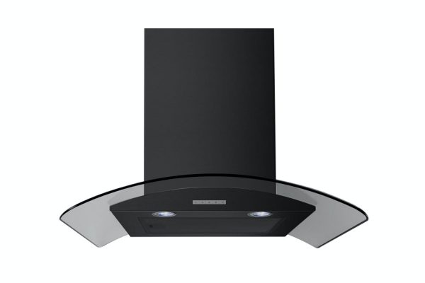 BELLING 90CM HOOD CURVED GLASS BLK - CHIM904GBLK