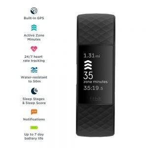 Fitbit Charge 4 Advanced Fitness Tracker + GPS In Black – FB417BKBK