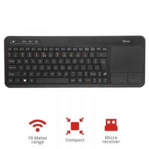Wireless multimedia keyboard with integrated XL touchpad to control your laptop/PC, Smart TV or game console from the comfort of your couch