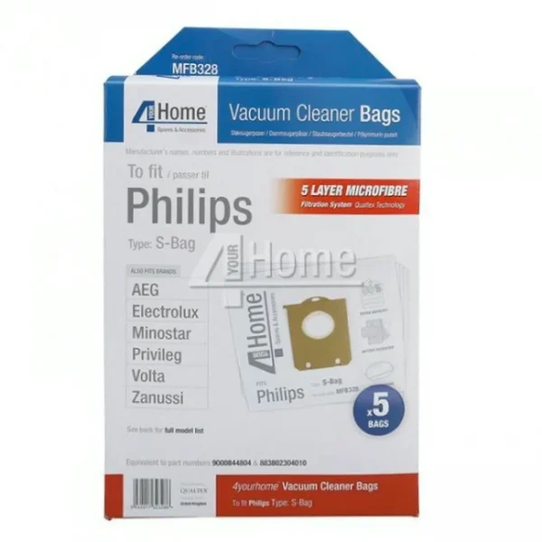 PHILIPS – ELECTROLUX MICROFIBRE VACUUM CLEANER BAGS X 5 | MFB328