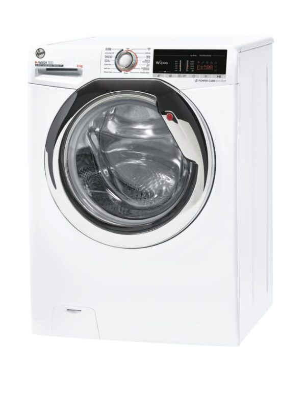 Hoover H-Wash 300 Freestanding Washing Machine, 8kg Load, 1400rpm Spin, White - H3WS 485TACE/1-80