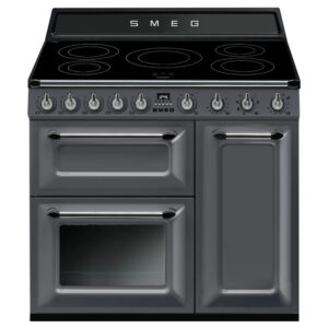 Smeg 90cm Traditional Three Cavity Range Cooker with Induction Hob Slate Grey- TR93IGR