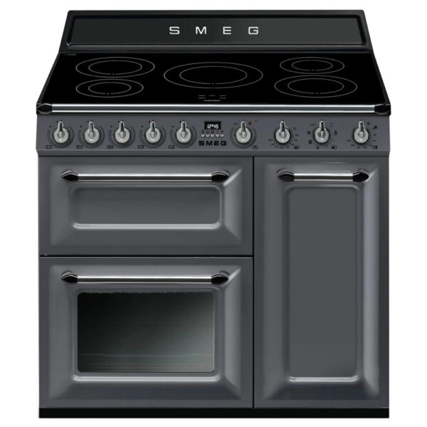 Smeg 90cm Traditional Three Cavity Range Cooker with Induction Hob Slate Grey- TR93IGR