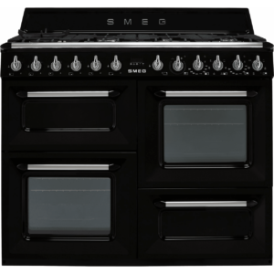 Smeg 110cm Victoria Dual Fuel Range Cooker in Gloss Black – TR4110BL1