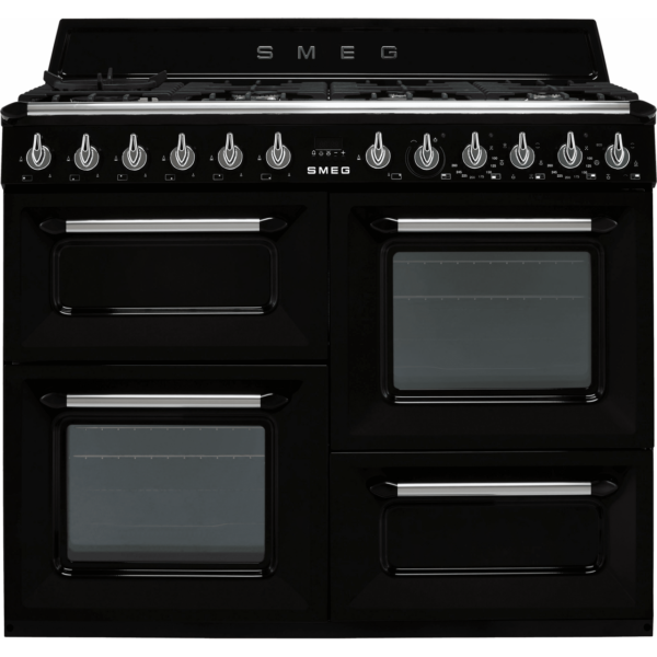 Smeg 110cm Victoria Dual Fuel Range Cooker in Gloss Black - TR4110BL1