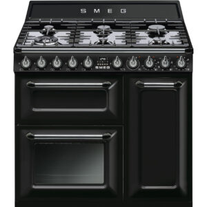 Smeg 90cm Victoria Aesthetic Dual Fuel Three Cavity Traditional Range Cooker with Side Opening Ovens - Black - TR93BL