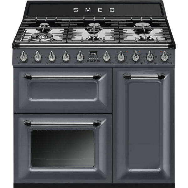 Smeg 90cm Victoria Aesthetic Dual Fuel Three Cavity Traditional Range Cooker with Side Opening Ovens - Slate Grey - TR93GR