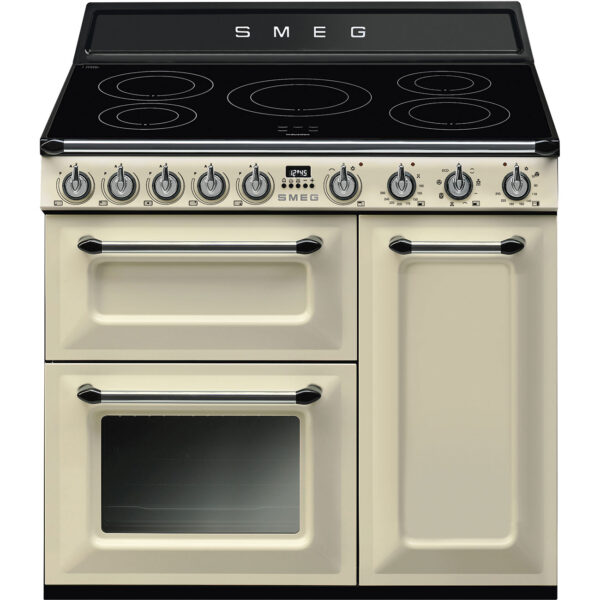 TR93IP Smeg 90cm Traditional Three Cavity Range Cooker with Induction Hob Cream