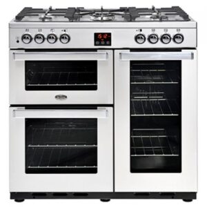 Belling 90cm Cook Centre Dual Fuel Silver Range Cooker - 90DFTPROFSTA