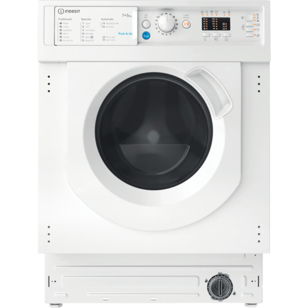 Indesit  7kg/5kg 1200 Spin Intergrated Washer Dryer – White – BIWDIL75125UKN