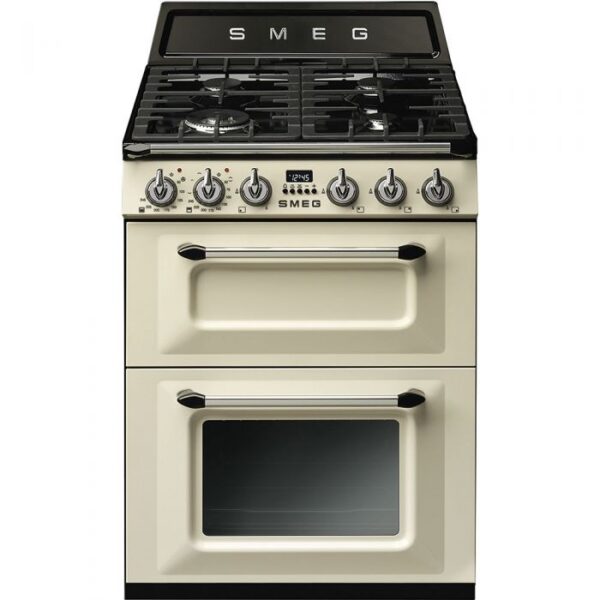 TR62P Smeg Victoria 60cm Dual Fuel Range Cooker Cream