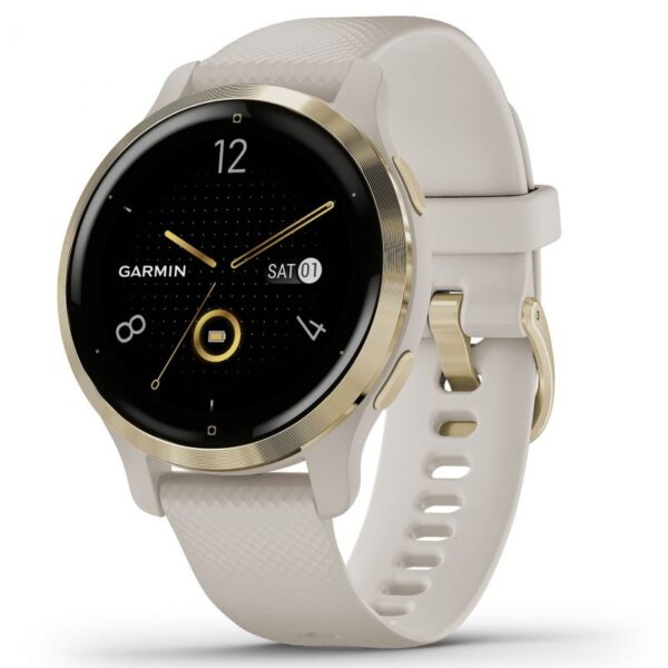 Garmin Venu 2s Light Gold Stainless Steel Bezel with Light Sand Case and Silicone Band