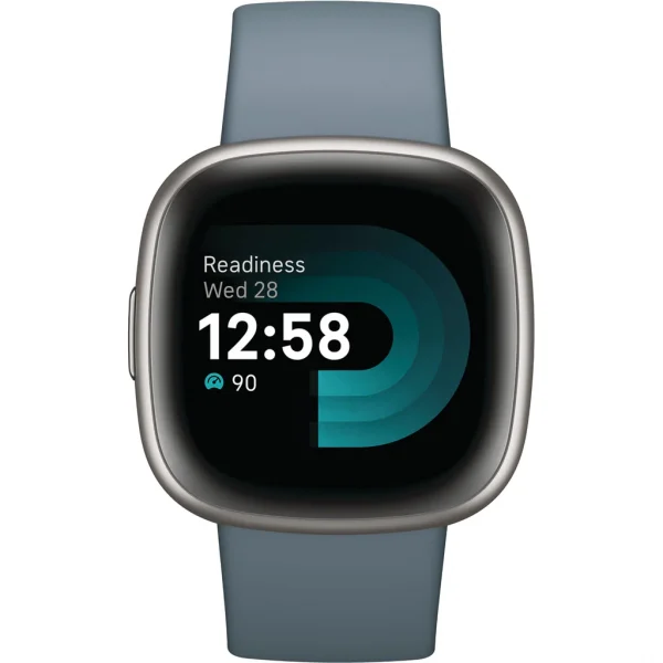 Fitbit Versa 4 Health & Fitness Smart Watch – Waterfall Blue & Platinum | 79-FB523SRAG