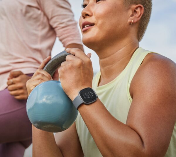 Fitbit Versa 4 Health & Fitness Smart Watch – Waterfall Blue & Platinum – 79-FB523SRAG