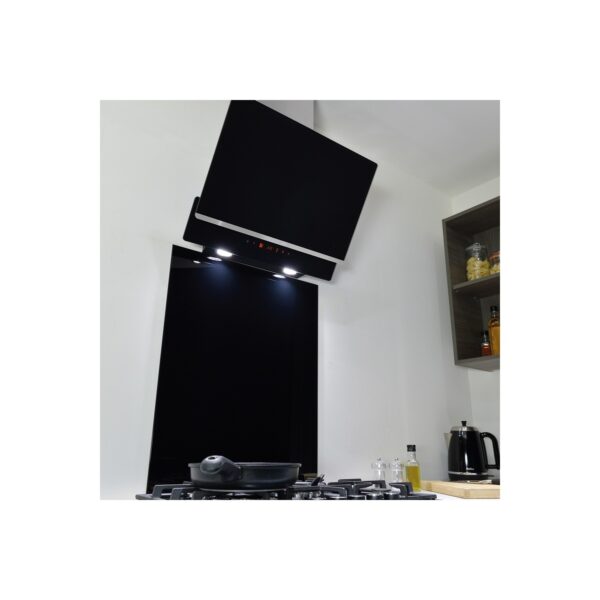Amica 60cm Angled Chimney Cooker Hood – Black – AEA60BL