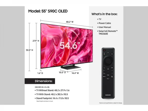 Samsung S90C 55″ 4K Quantum HDR OLED Smart TV – QE55S90CATXXU